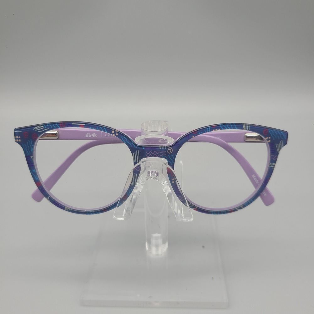 db4k Europa Katie C2 Eyeglass Frames Purple Blue Patterned Round 46-16-130